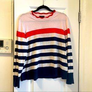 JCrew Tippi navy pink scalloped merino sweater